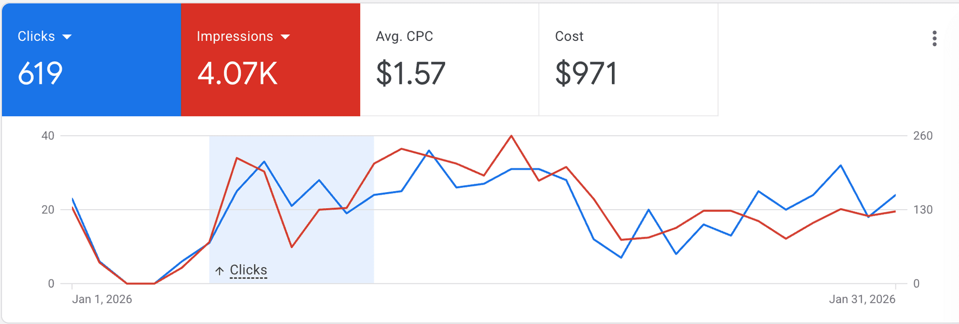 Triple W Rentals live Google Ads account dashboard